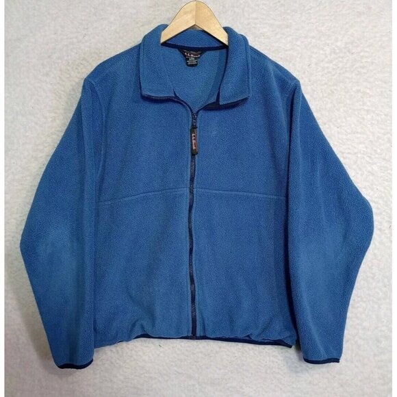 Vintage LL Bean Women's Full Zip Fleece Sweater Blue Size Large - Picture 1 of 10